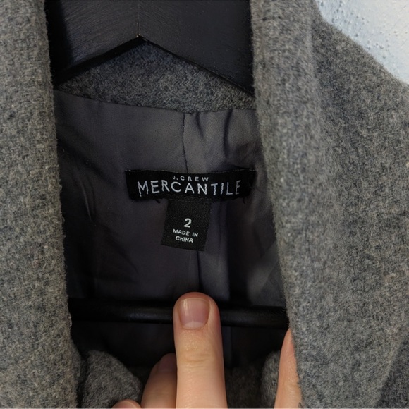 J.Crew City Coat Gray Wool Blend Stand Collar Minimalist Coat Size 2 - Picture 3 of 4